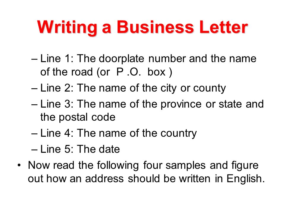 Writing address line 2 example